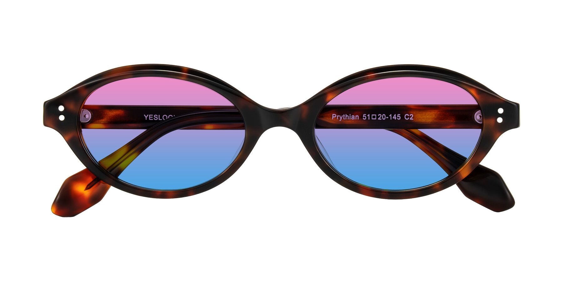 Folded Front of Prythian in Tortoise with Pink / Blue Gradient Lenses