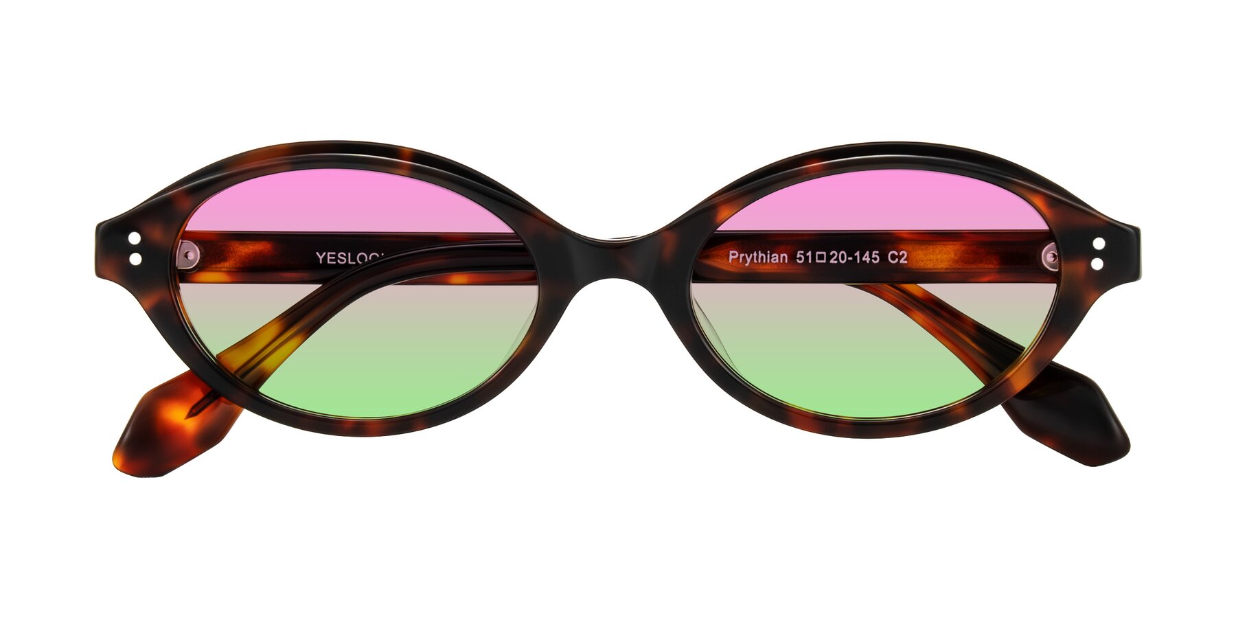 Folded Front of Prythian in Tortoise with Pink / Green Gradient Lenses