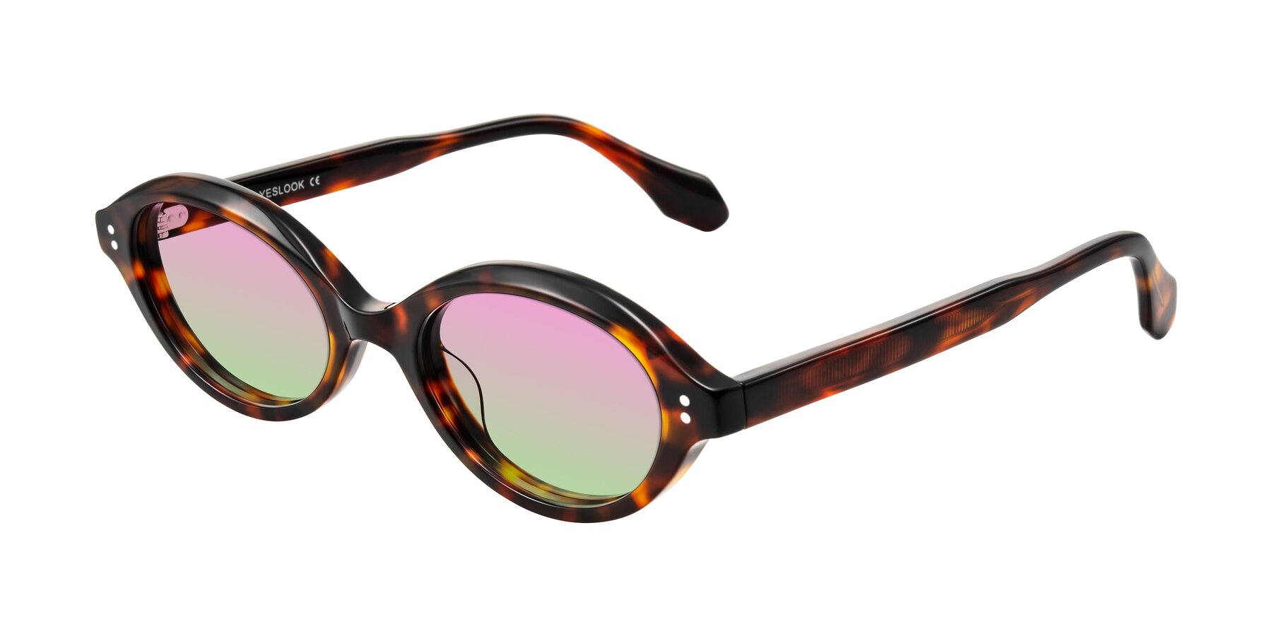 Angle of Prythian in Tortoise with Pink / Green Gradient Lenses