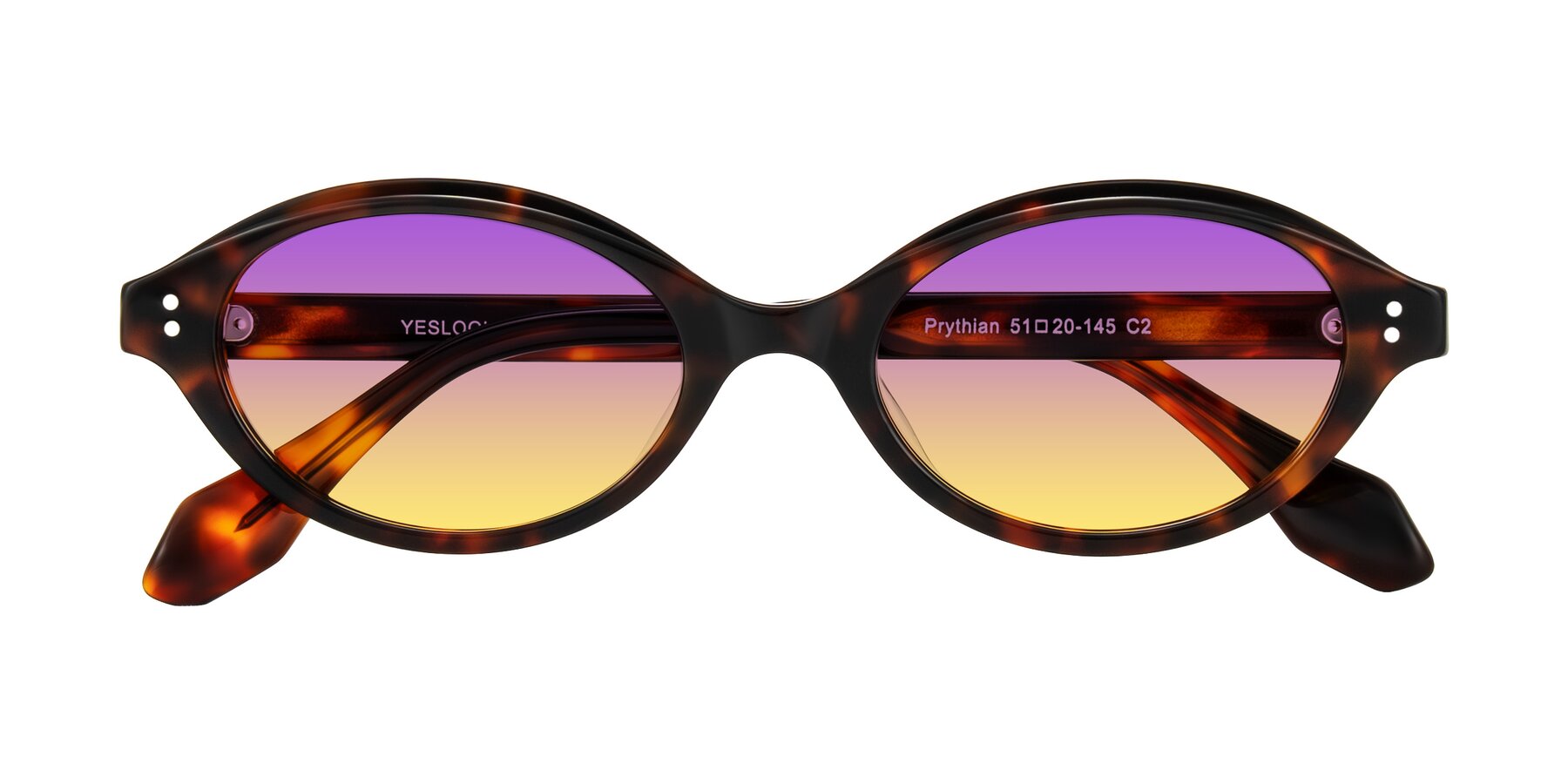 Folded Front of Prythian in Tortoise with Purple / Yellow Gradient Lenses