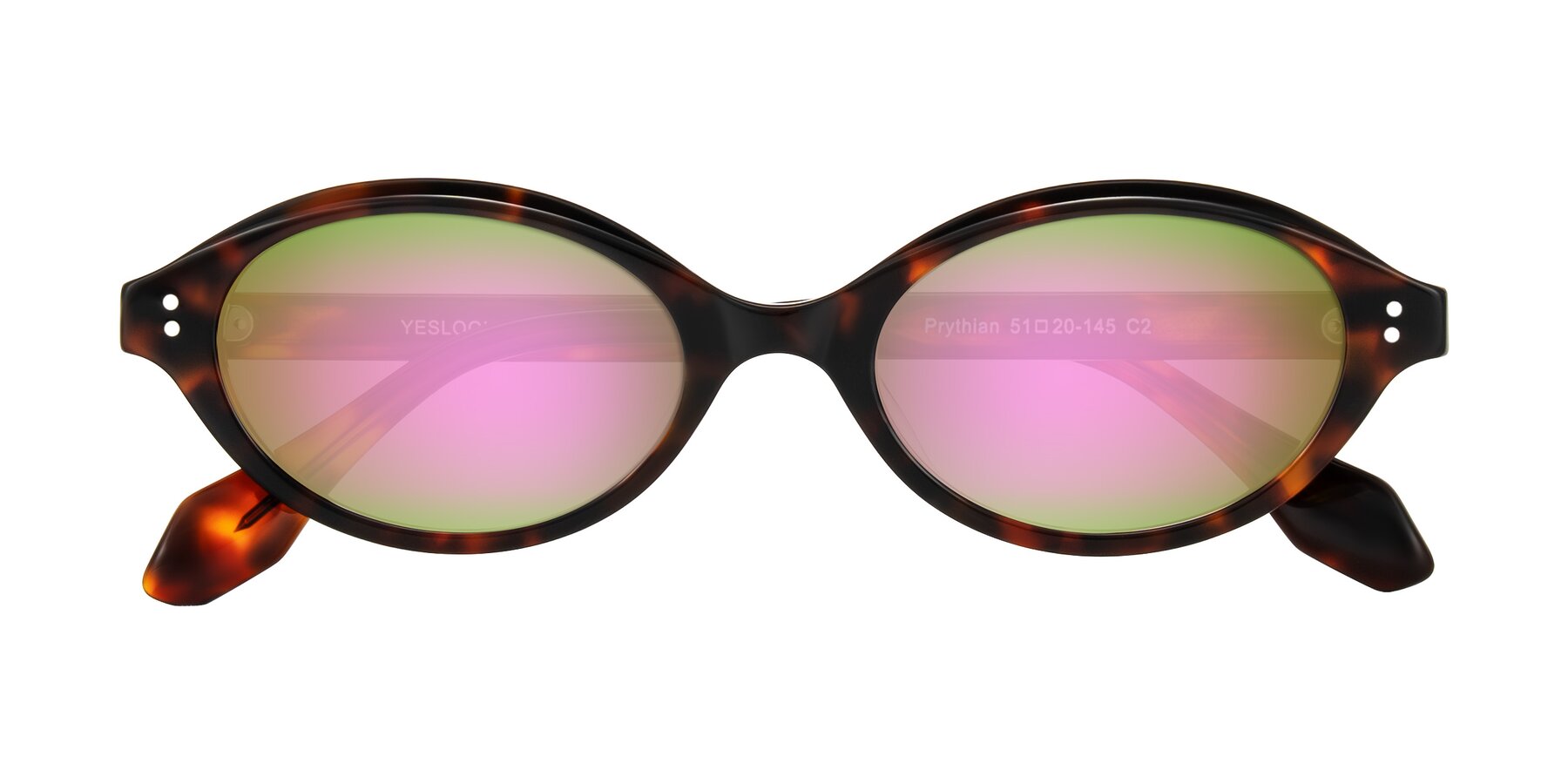 Folded Front of Prythian in Tortoise with Pink Mirrored Lenses