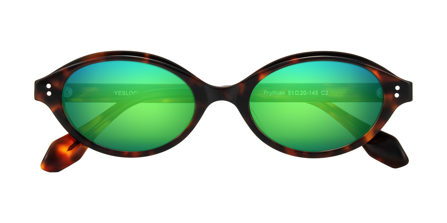 Folded Front of Prythian in Tortoise with Green Mirrored Lenses