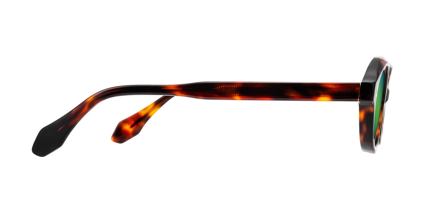 Side of Prythian in Tortoise with Green Mirrored Lenses