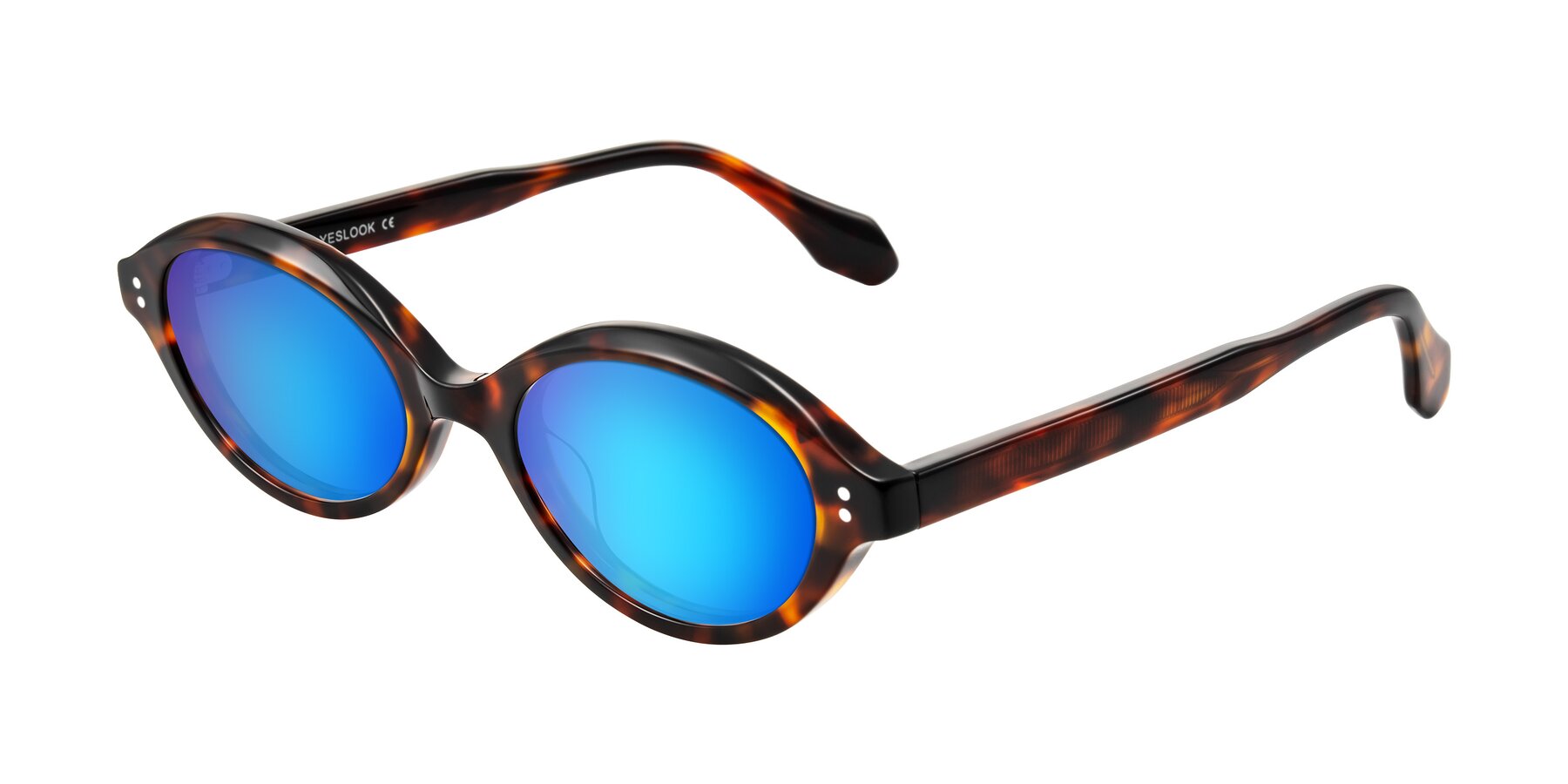 Angle of Prythian in Tortoise with Blue Mirrored Lenses