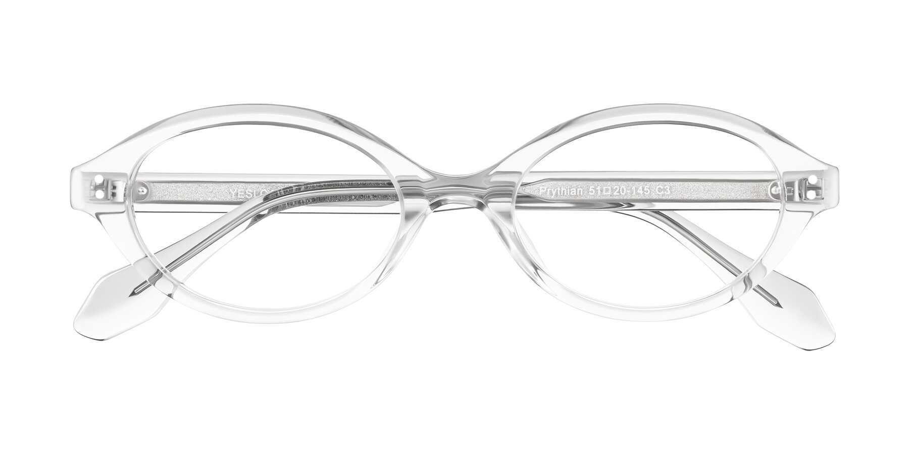 Folded Front of Prythian in Transparent Gray with Clear Eyeglass Lenses
