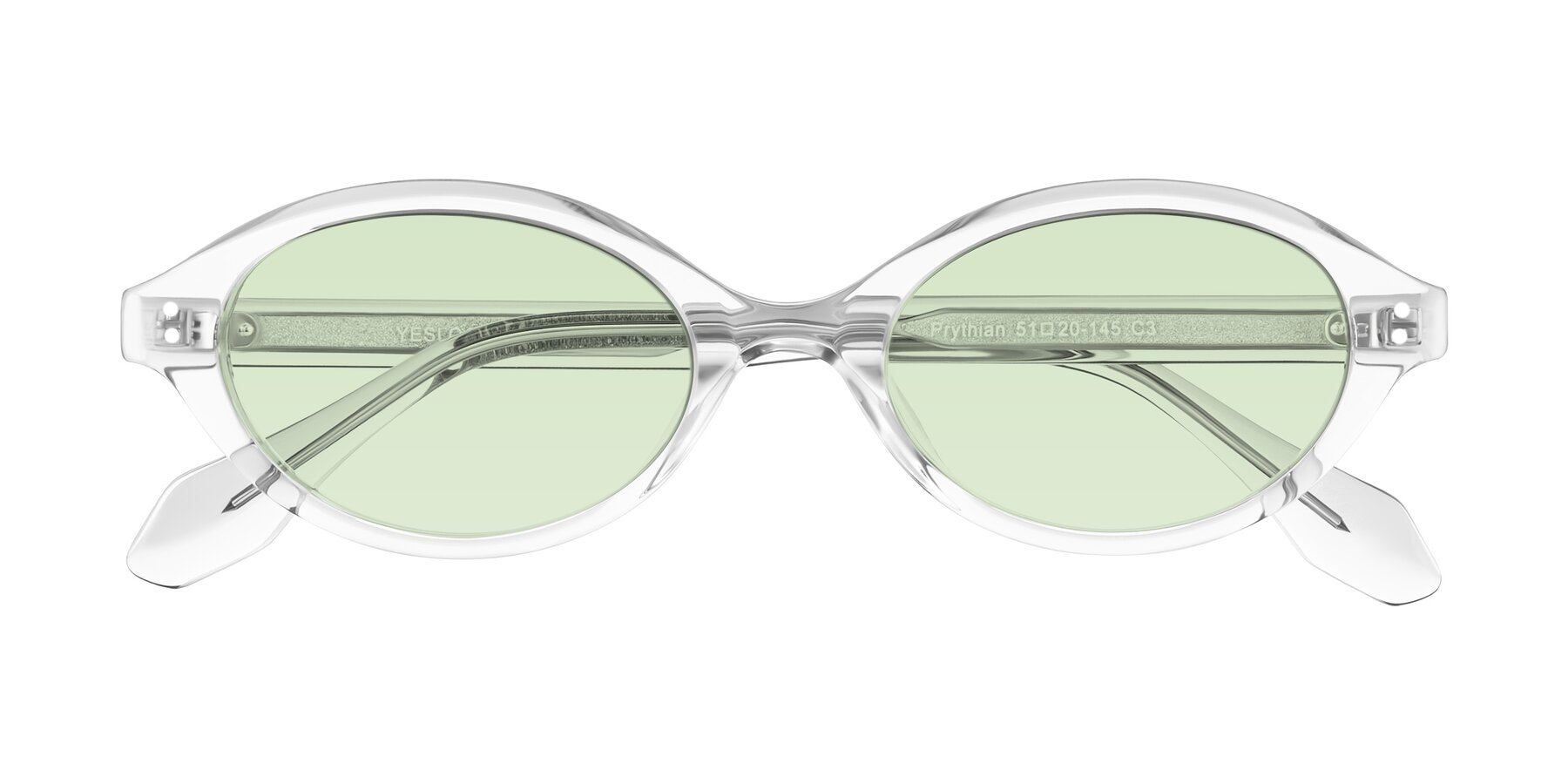 Folded Front of Prythian in Transparent Gray with Light Green Tinted Lenses
