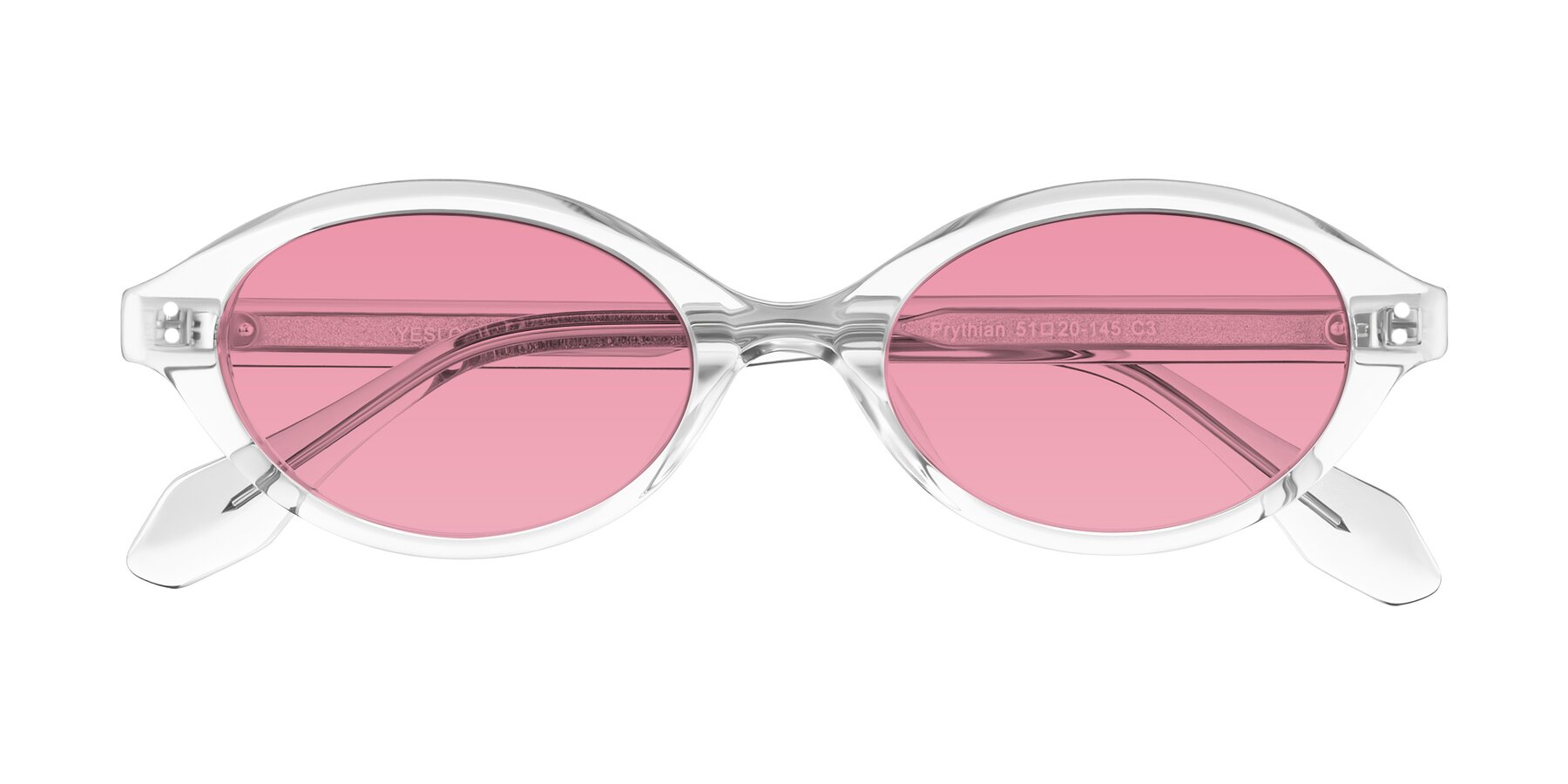 Folded Front of Prythian in Transparent Gray with Pink Tinted Lenses