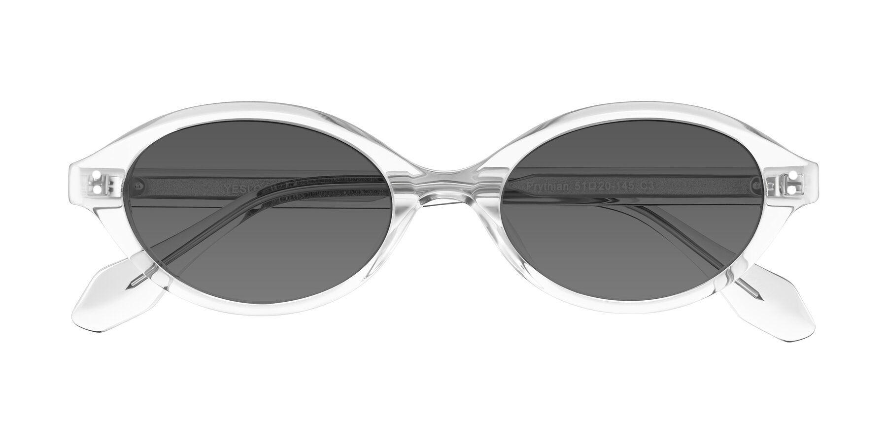Folded Front of Prythian in Transparent Gray with Medium Gray Tinted Lenses