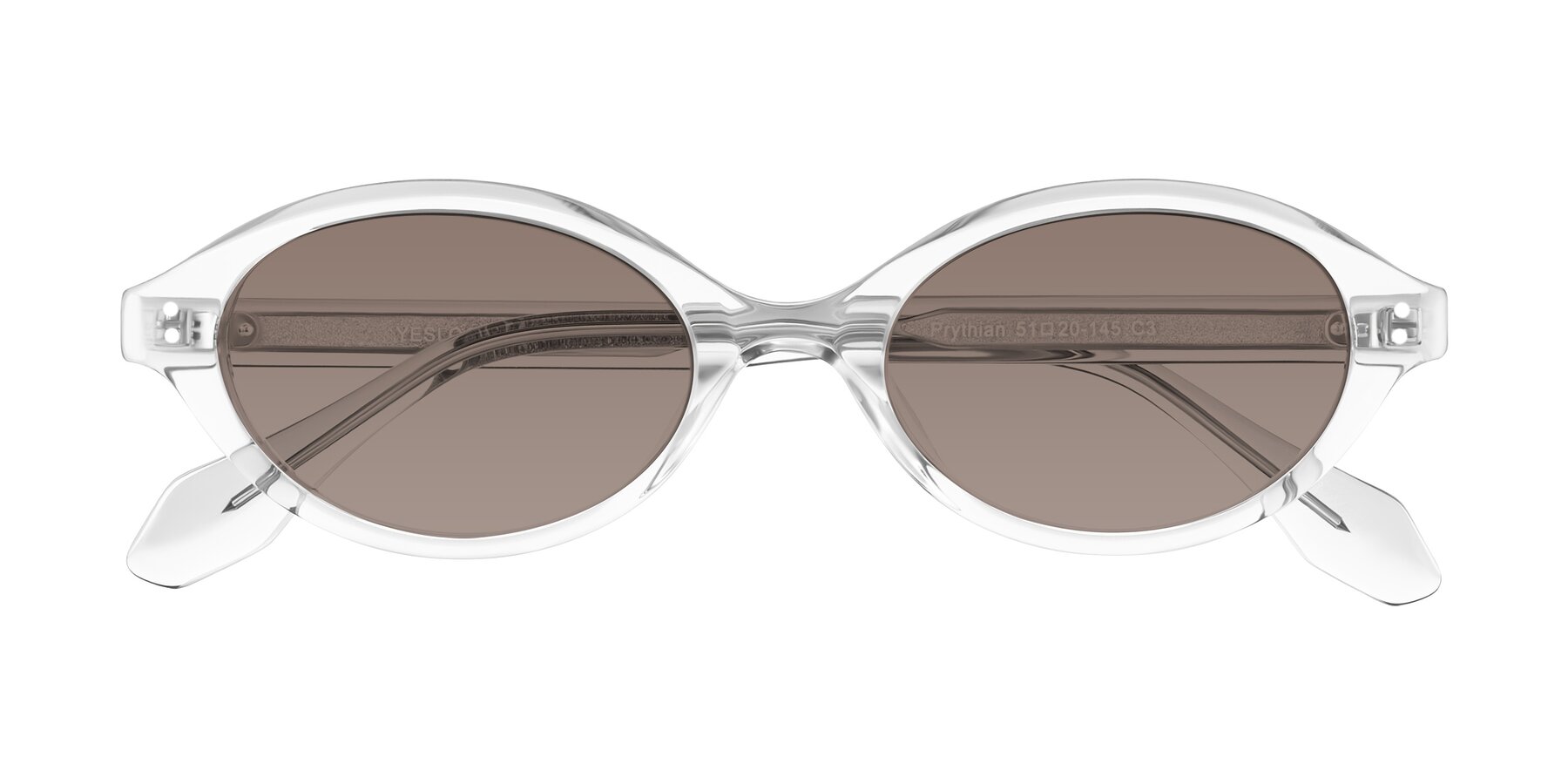 Folded Front of Prythian in Transparent Gray with Medium Brown Tinted Lenses