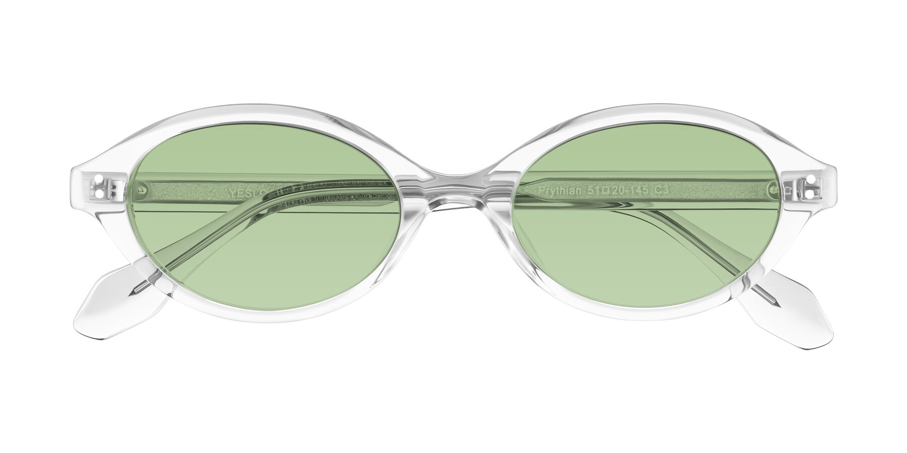 Folded Front of Prythian in Transparent Gray with Medium Green Tinted Lenses