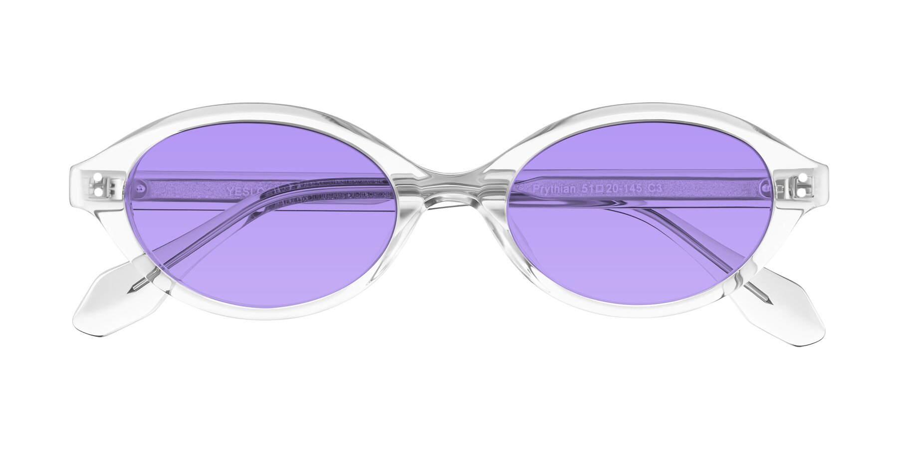 Folded Front of Prythian in Transparent Gray with Medium Purple Tinted Lenses