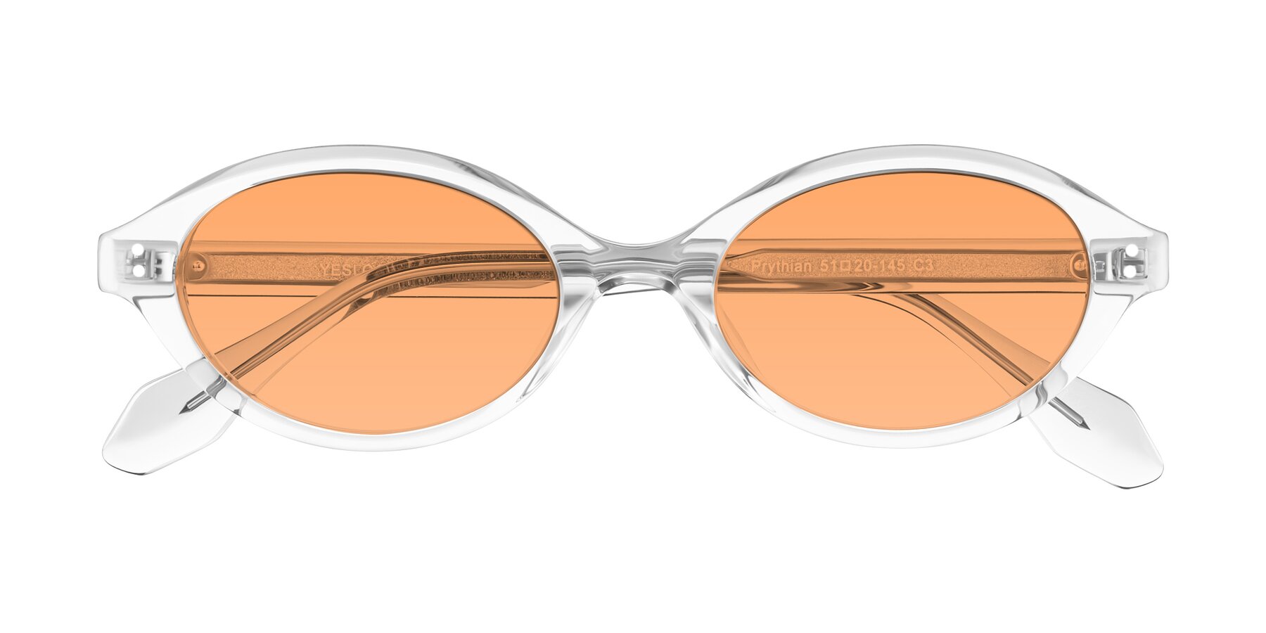 Folded Front of Prythian in Transparent Gray with Medium Orange Tinted Lenses