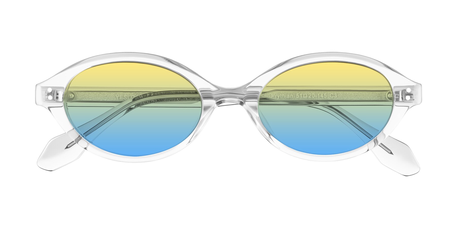 Folded Front of Prythian in Transparent Gray with Yellow / Blue Gradient Lenses