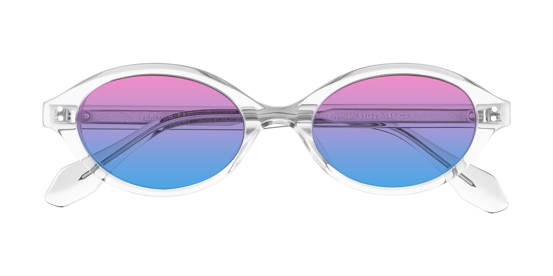 Folded Front of Prythian in Transparent Gray with Pink / Blue Gradient Lenses