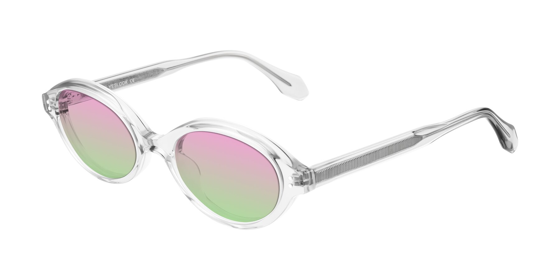 Angle of Prythian in Transparent Gray with Pink / Green Gradient Lenses