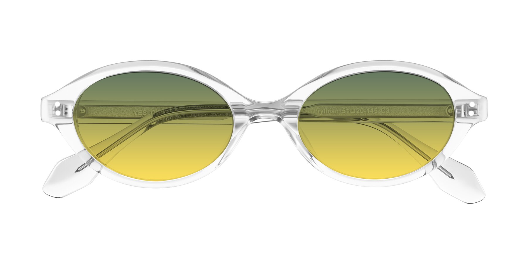 Folded Front of Prythian in Transparent Gray with Green / Yellow Gradient Lenses