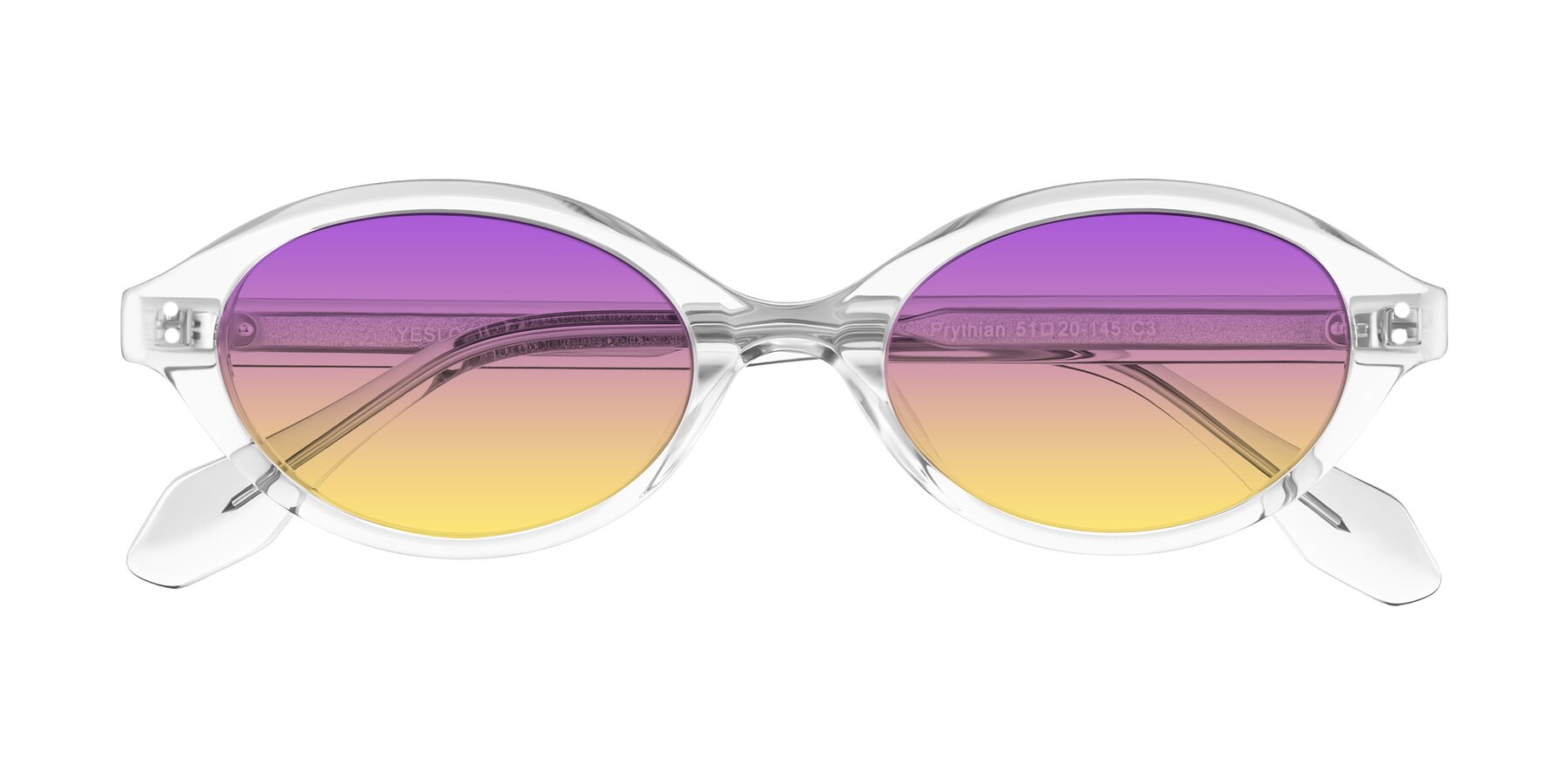 Folded Front of Prythian in Transparent Gray with Purple / Yellow Gradient Lenses