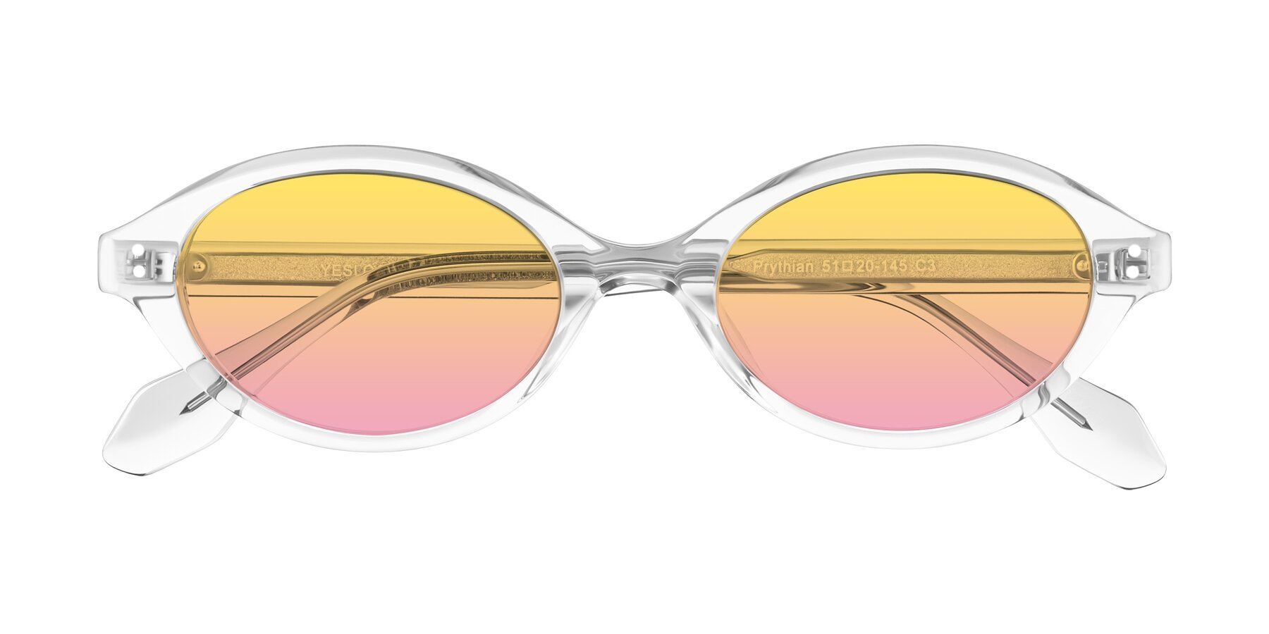 Folded Front of Prythian in Transparent Gray with Yellow / Pink Gradient Lenses