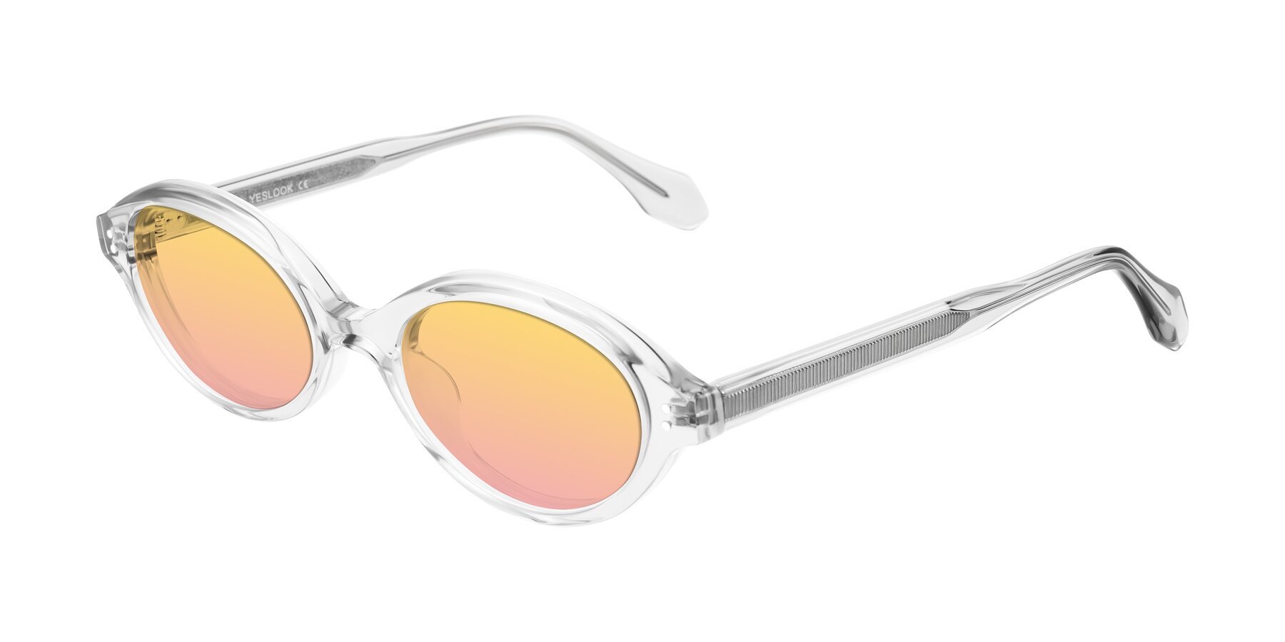 Angle of Prythian in Transparent Gray with Yellow / Pink Gradient Lenses