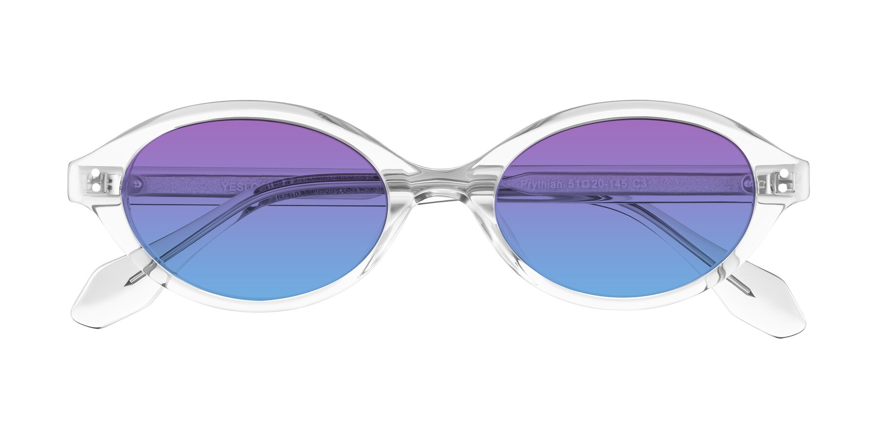Folded Front of Prythian in Transparent Gray with Purple / Blue Gradient Lenses