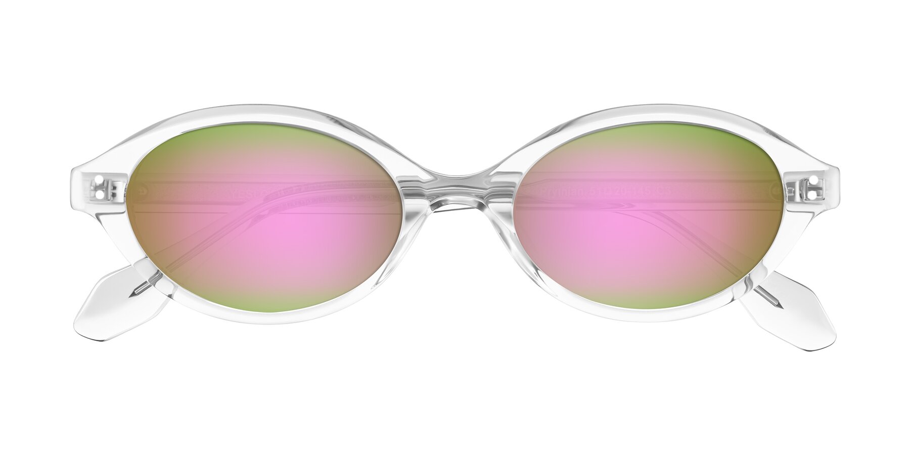 Folded Front of Prythian in Transparent Gray with Pink Mirrored Lenses