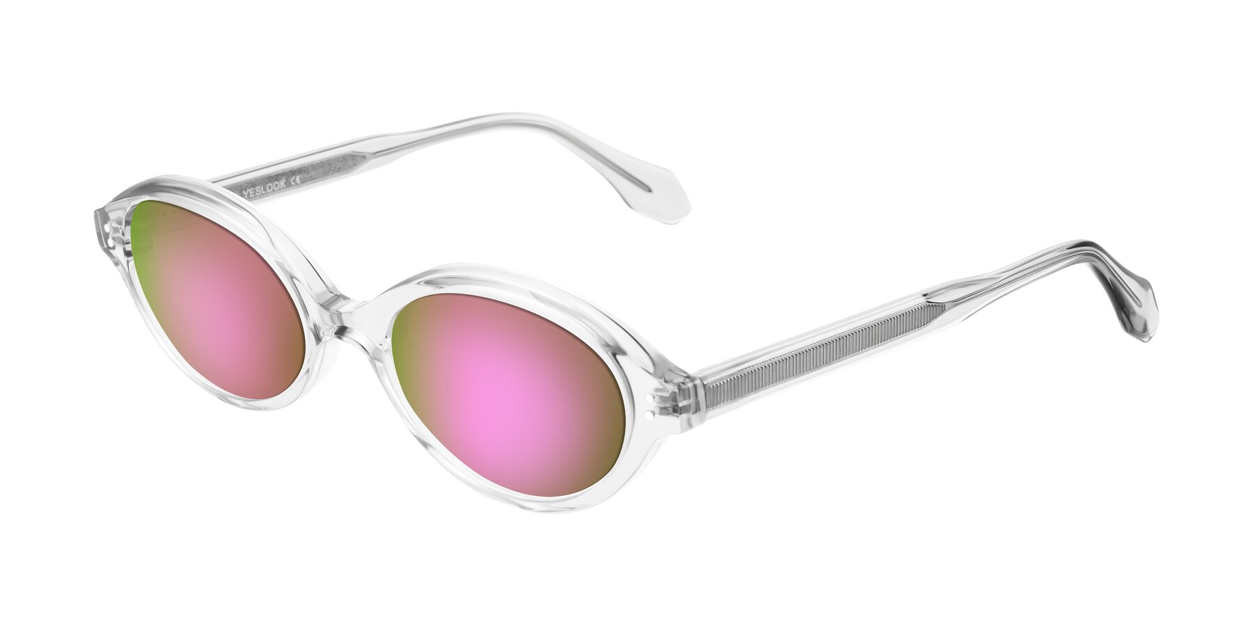Angle of Prythian in Transparent Gray with Pink Mirrored Lenses