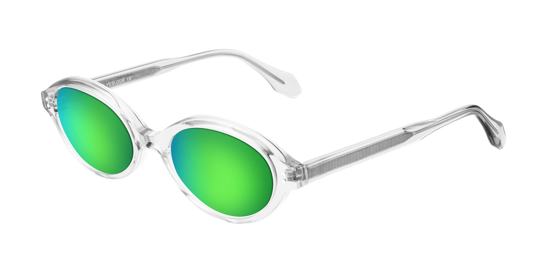 Angle of Prythian in Transparent Gray with Green Mirrored Lenses
