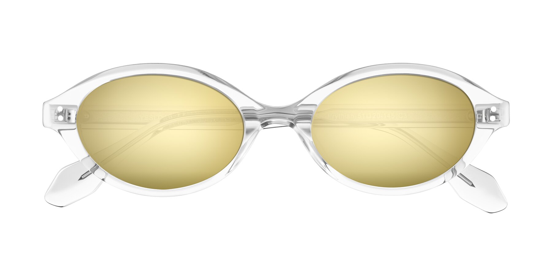 Folded Front of Prythian in Transparent Gray with Gold Mirrored Lenses