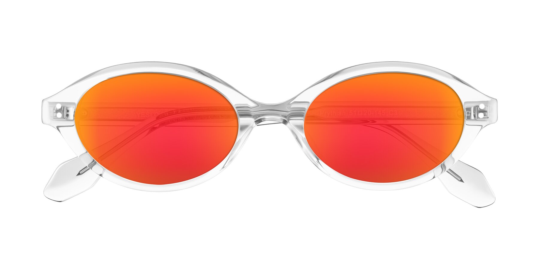 Folded Front of Prythian in Transparent Gray with Red Gold Mirrored Lenses