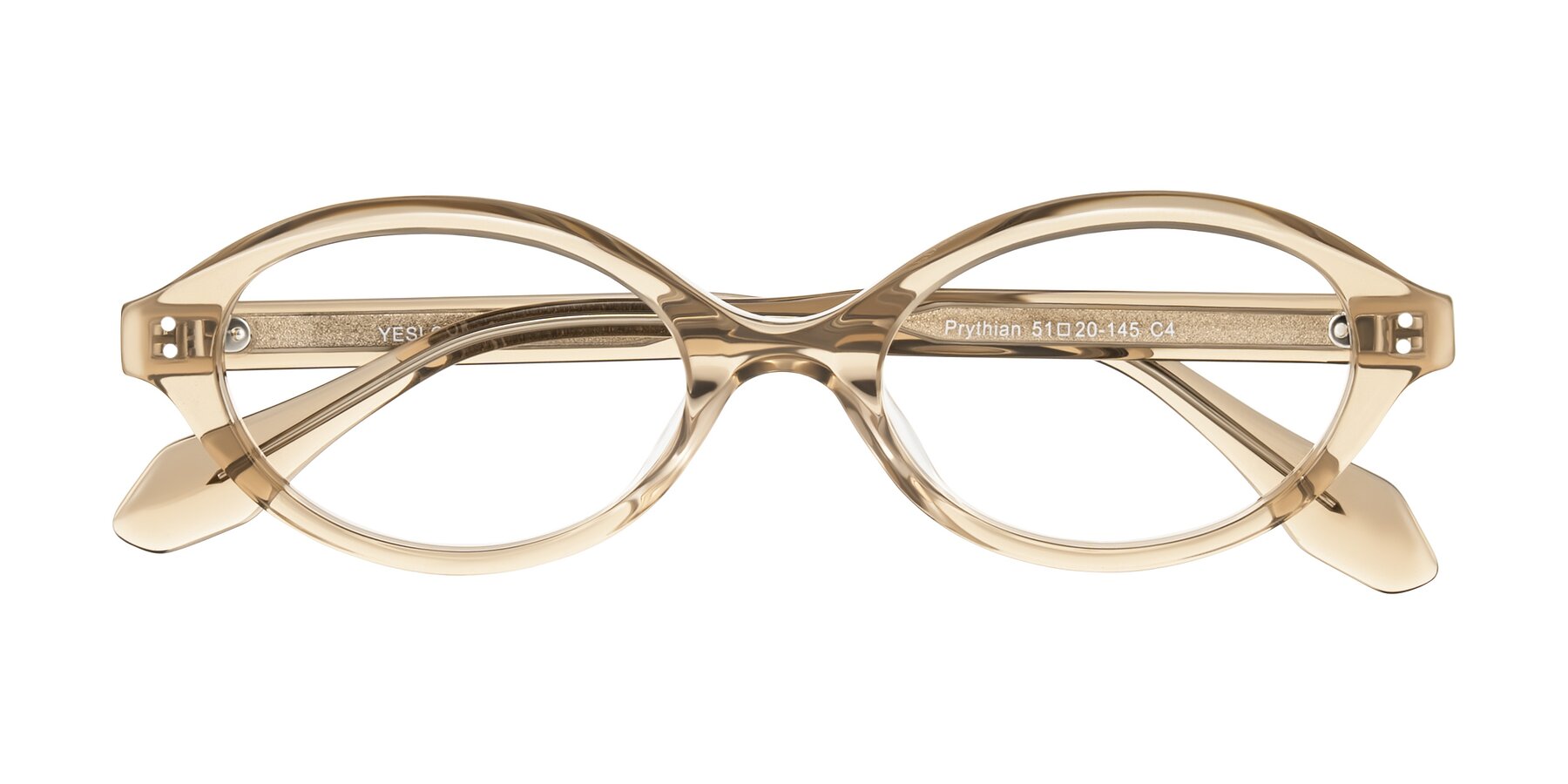 Folded Front of Prythian in Transparent Brown with Clear Eyeglass Lenses