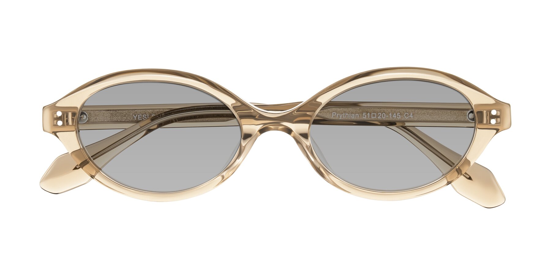 Folded Front of Prythian in Transparent Brown with Light Gray Tinted Lenses