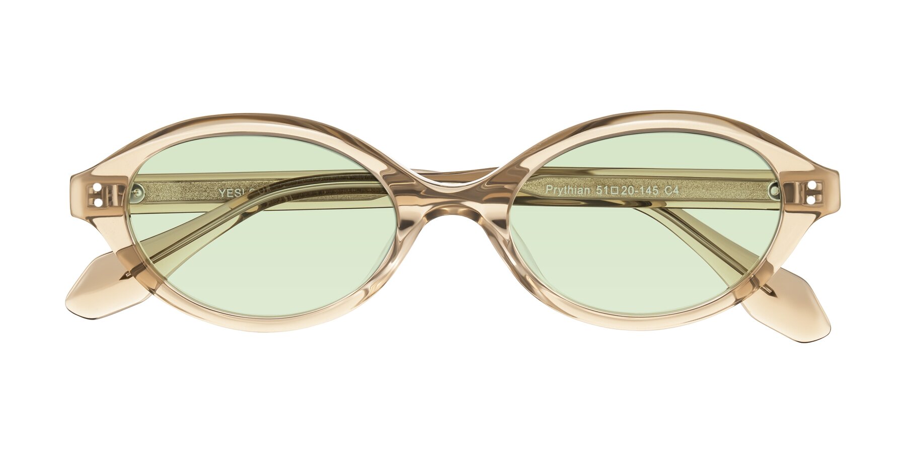 Folded Front of Prythian in Transparent Brown with Light Green Tinted Lenses