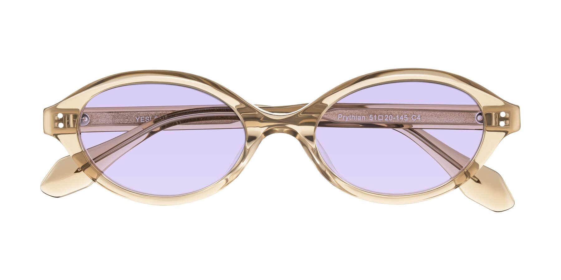 Folded Front of Prythian in Transparent Brown with Light Purple Tinted Lenses