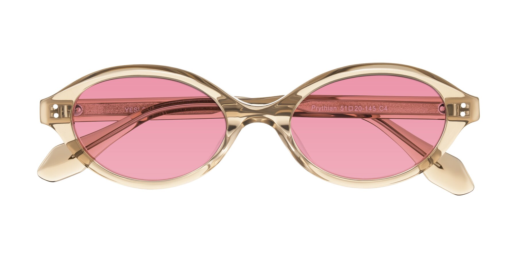 Folded Front of Prythian in Transparent Brown with Pink Tinted Lenses