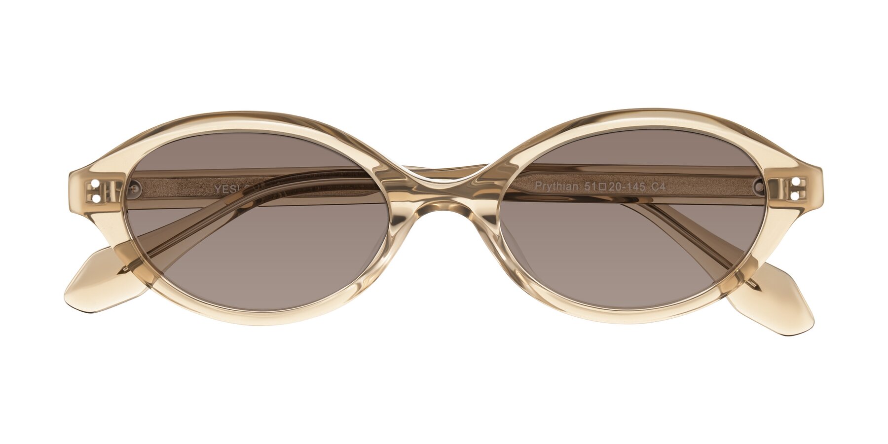 Folded Front of Prythian in Transparent Brown with Medium Brown Tinted Lenses