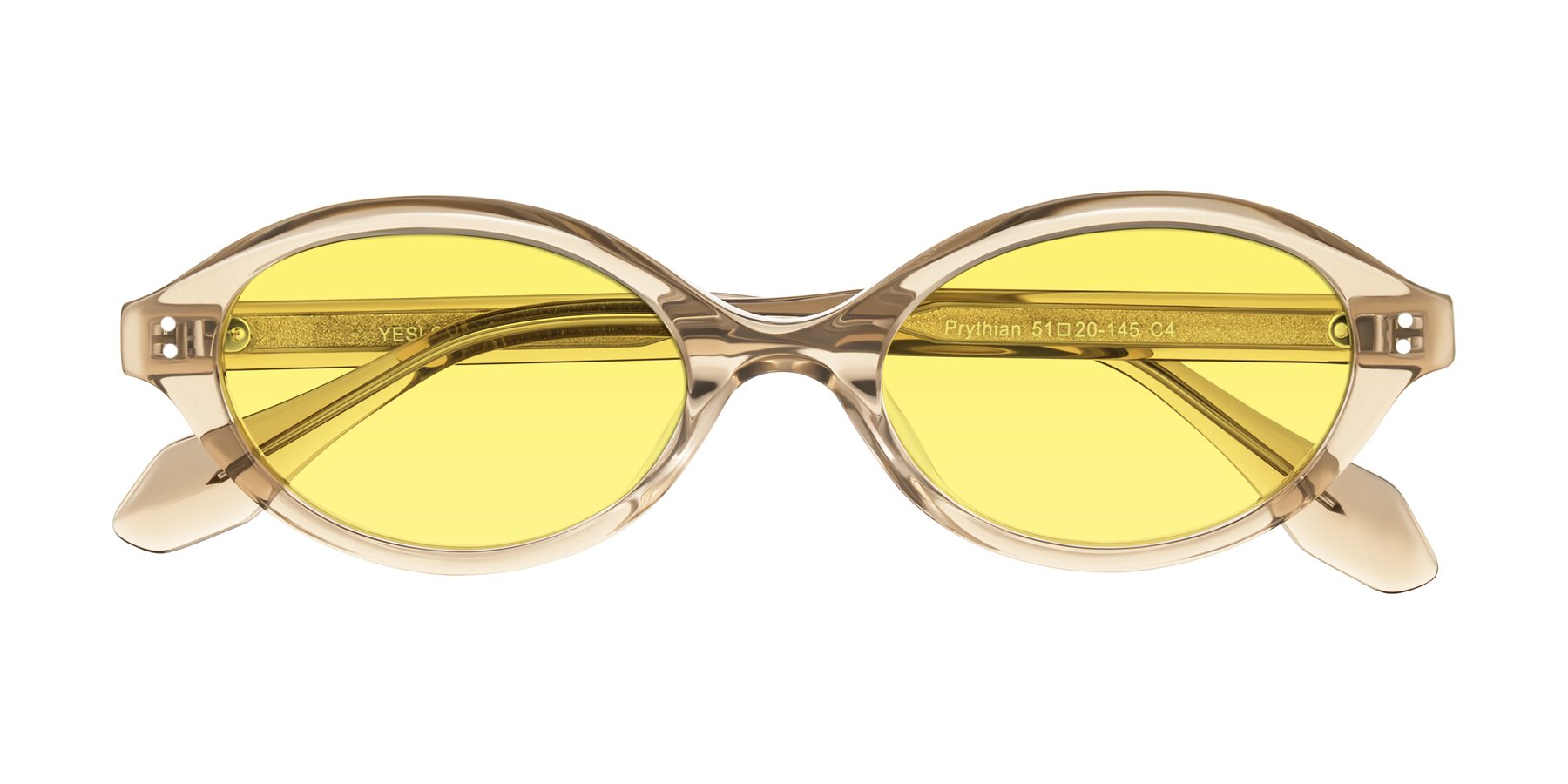 Folded Front of Prythian in Transparent Brown with Medium Yellow Tinted Lenses