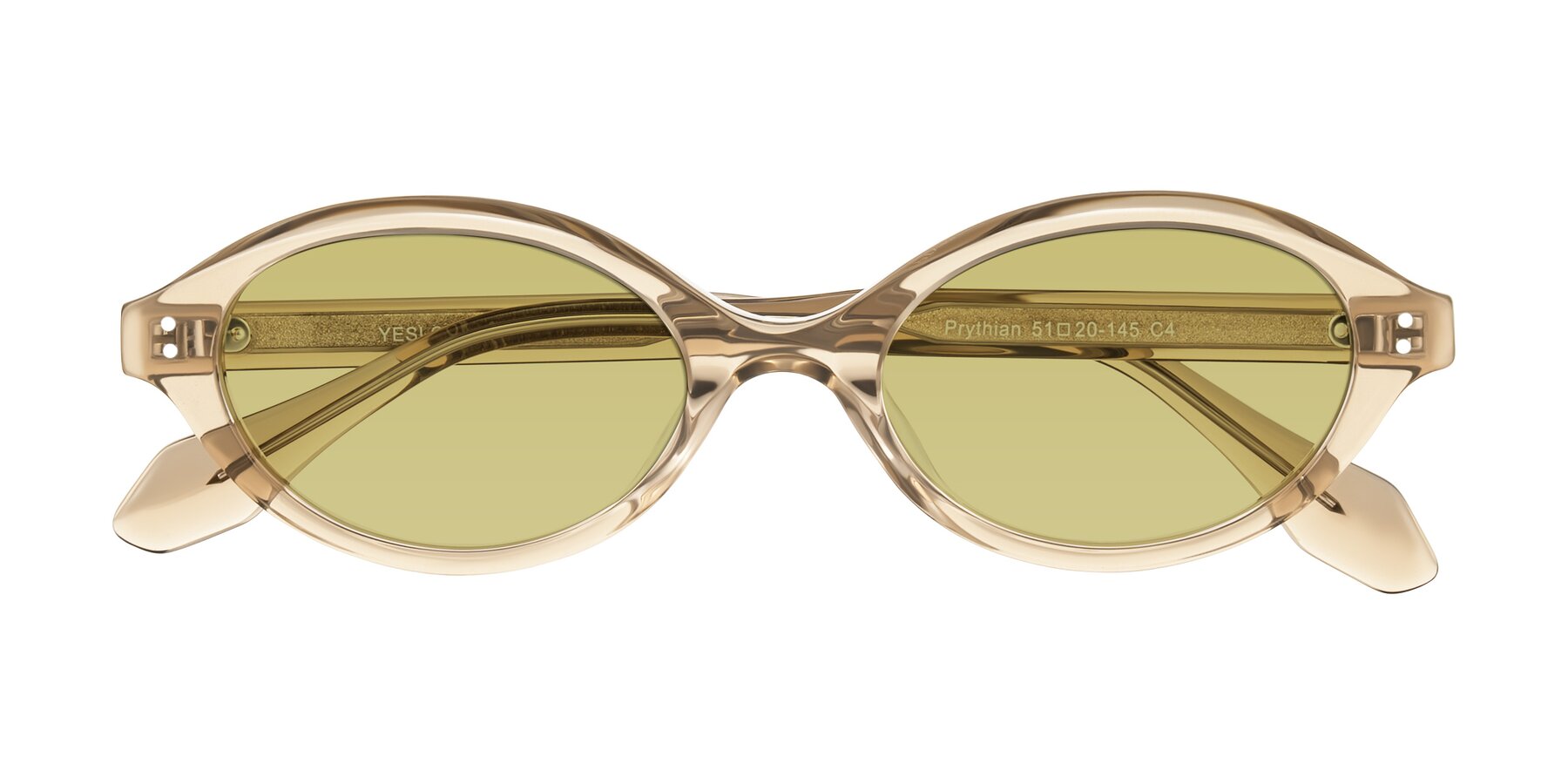 Folded Front of Prythian in Transparent Brown with Medium Champagne Tinted Lenses