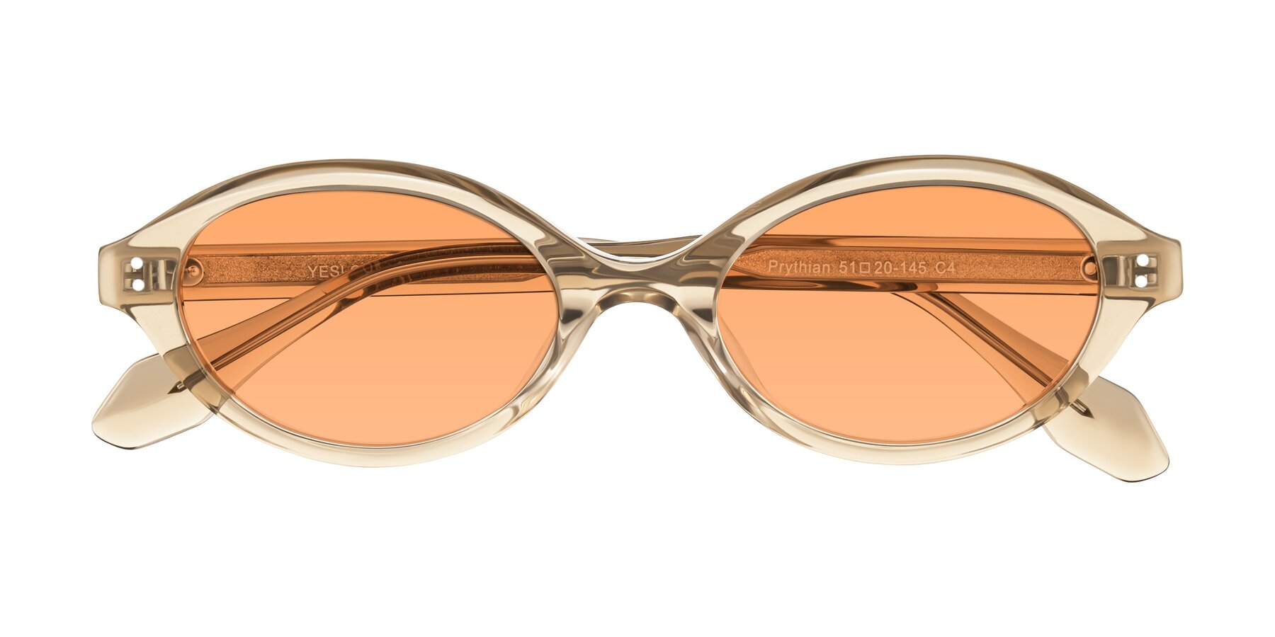 Folded Front of Prythian in Transparent Brown with Medium Orange Tinted Lenses