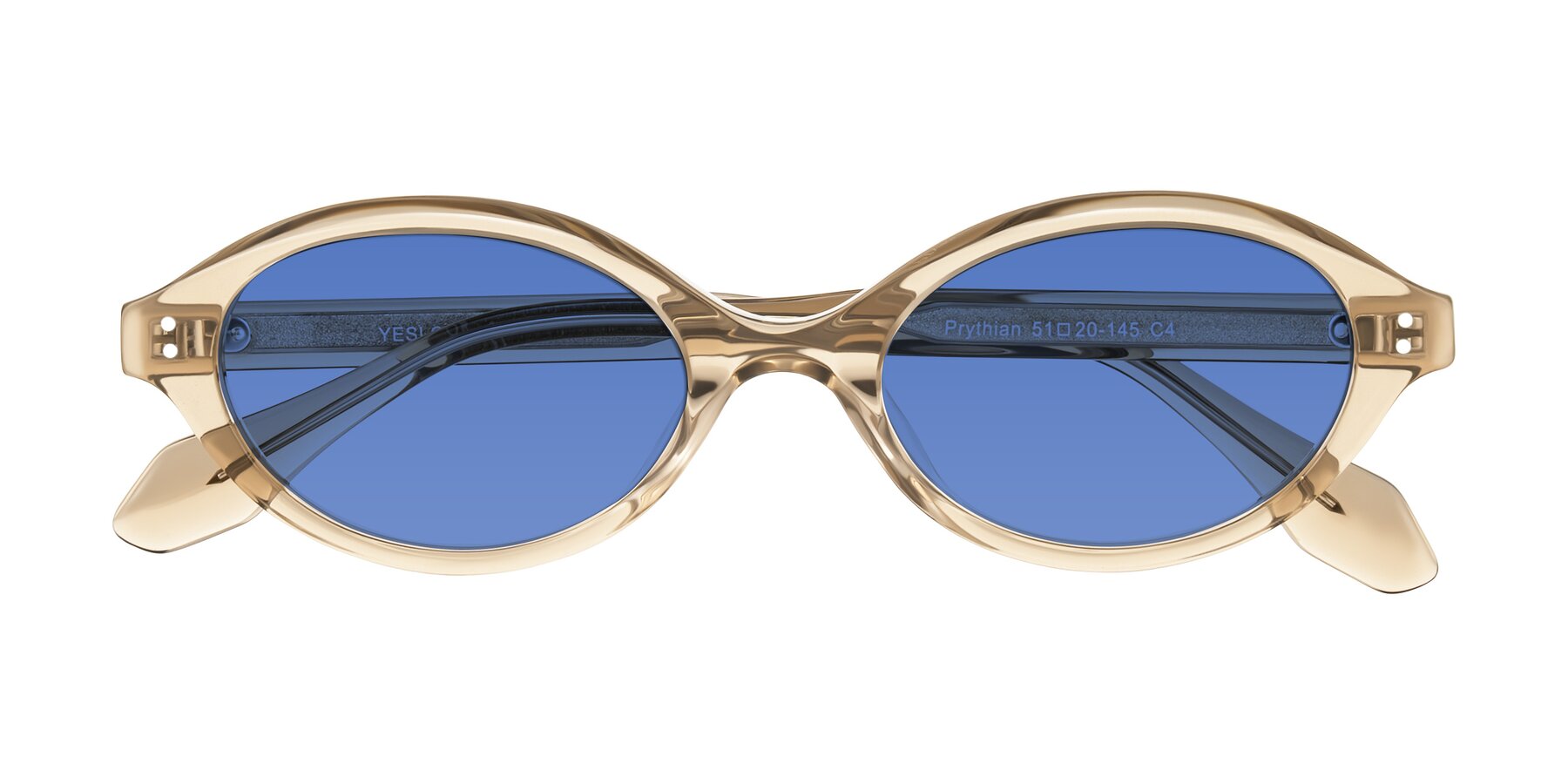 Folded Front of Prythian in Transparent Brown with Blue Tinted Lenses
