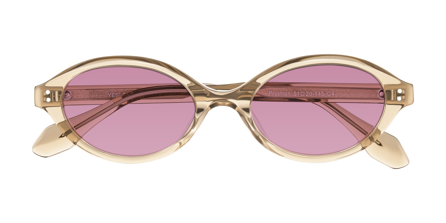 Folded Front of Prythian in Transparent Brown with Medium Wine Tinted Lenses
