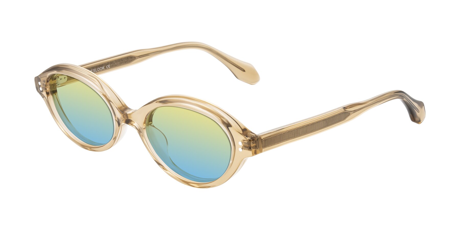 Angle of Prythian in Transparent Brown with Yellow / Blue Gradient Lenses