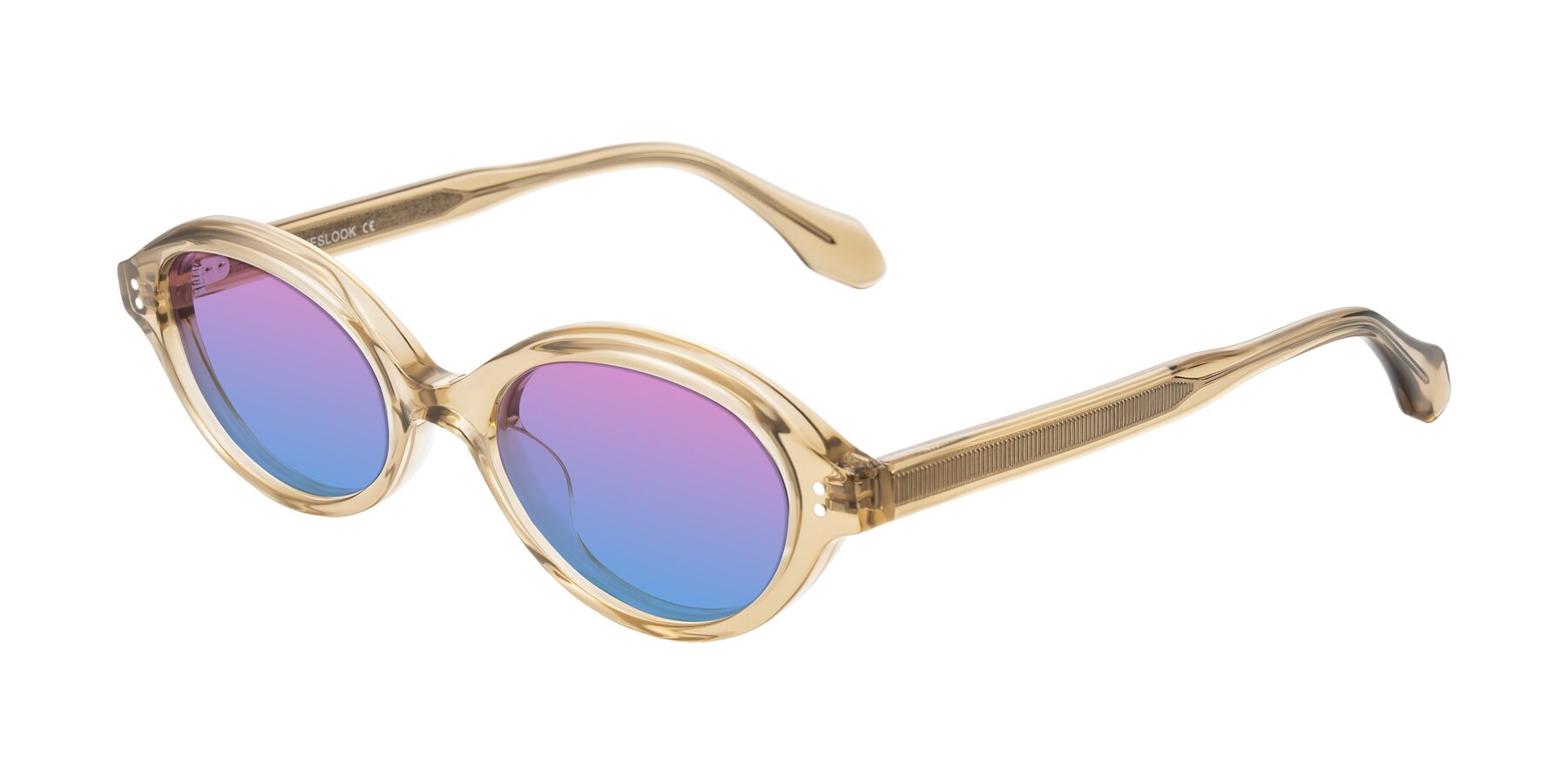 Angle of Prythian in Transparent Brown with Pink / Blue Gradient Lenses