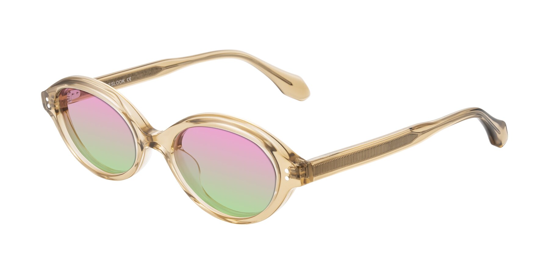 Angle of Prythian in Transparent Brown with Pink / Green Gradient Lenses