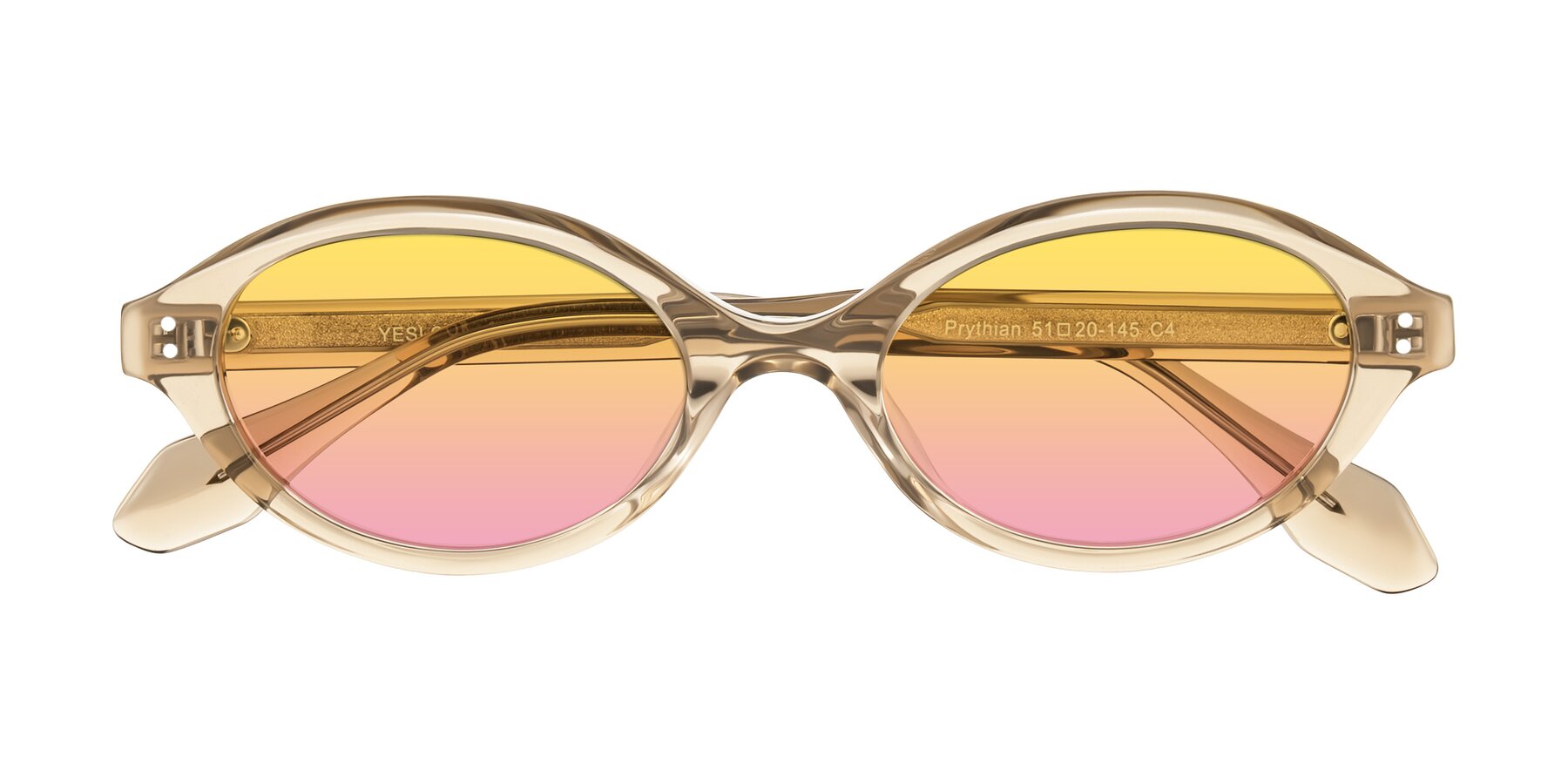 Folded Front of Prythian in Transparent Brown with Yellow / Pink Gradient Lenses