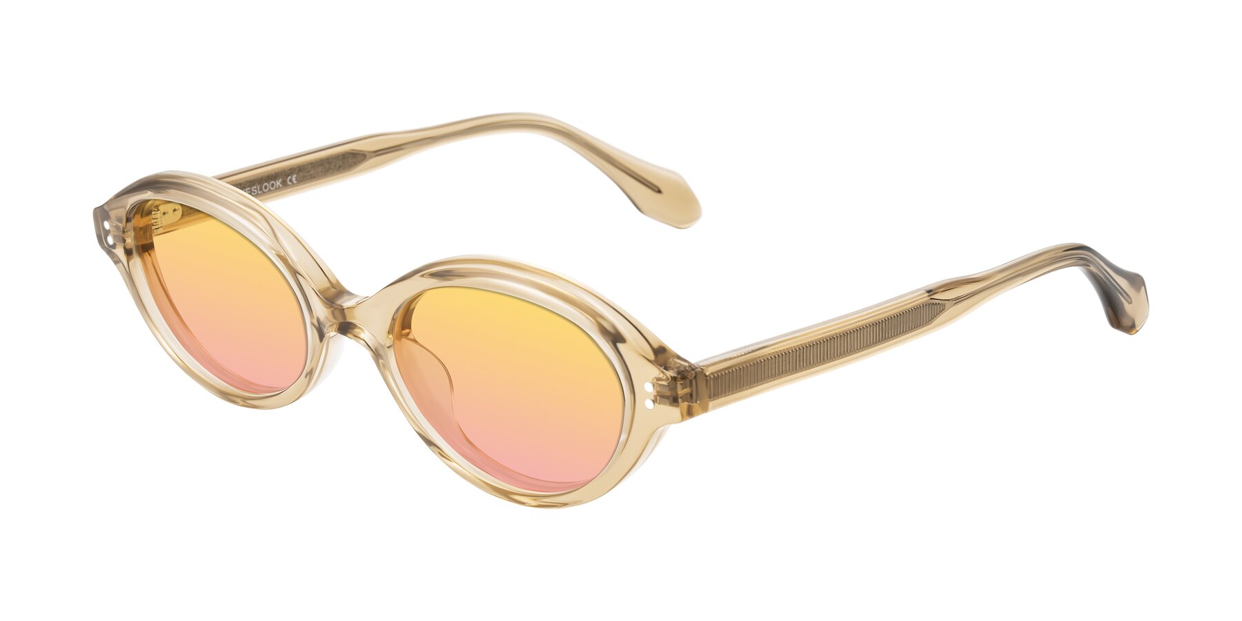 Angle of Prythian in Transparent Brown with Yellow / Pink Gradient Lenses
