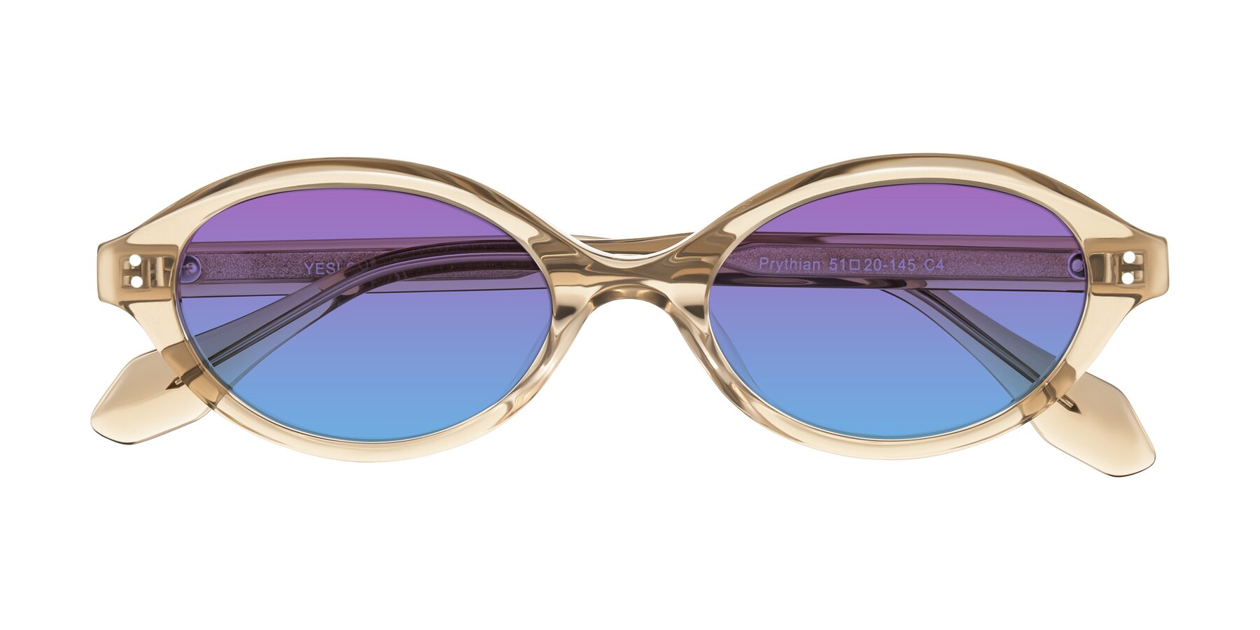 Folded Front of Prythian in Transparent Brown with Purple / Blue Gradient Lenses