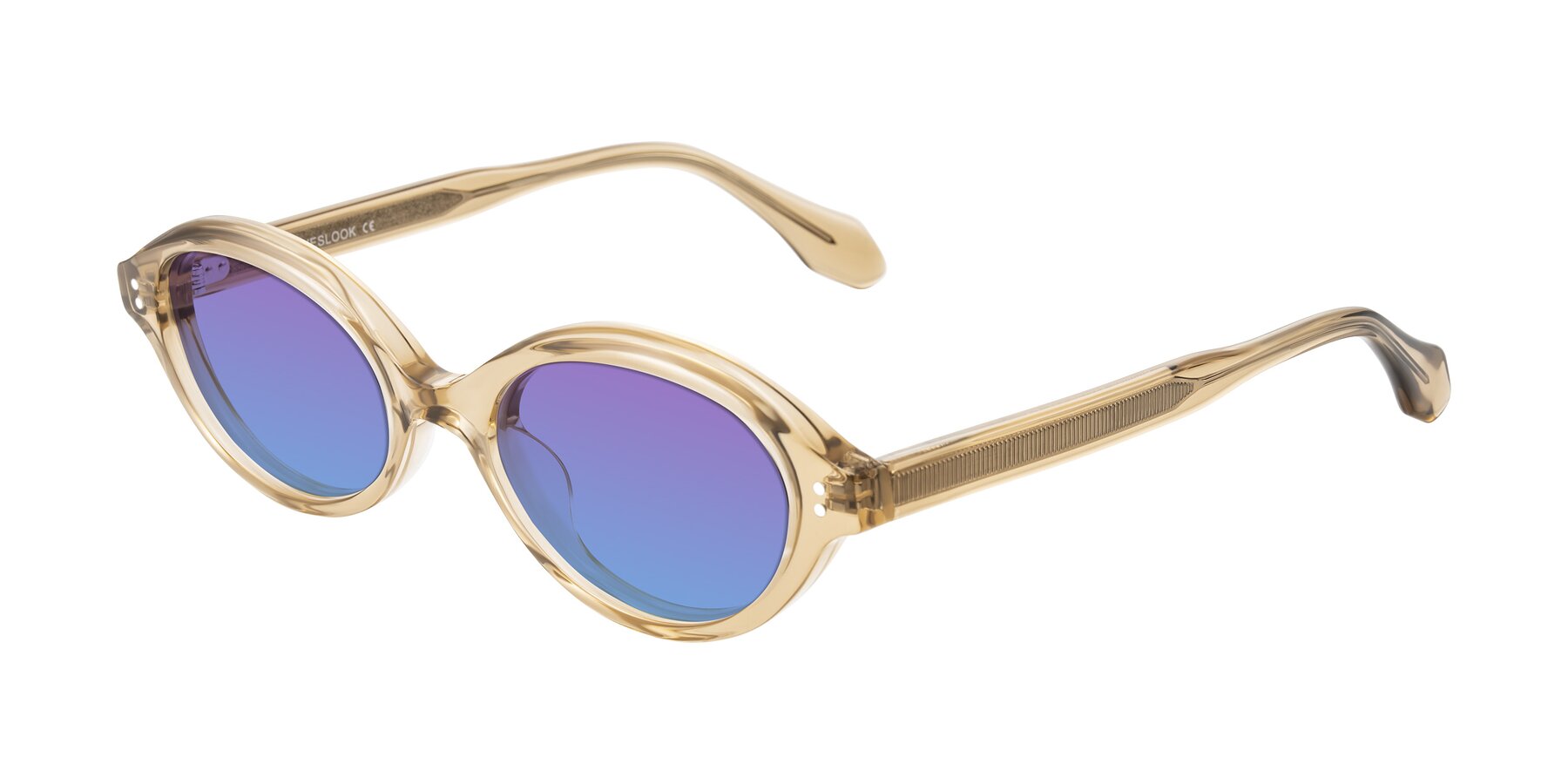 Angle of Prythian in Transparent Brown with Purple / Blue Gradient Lenses