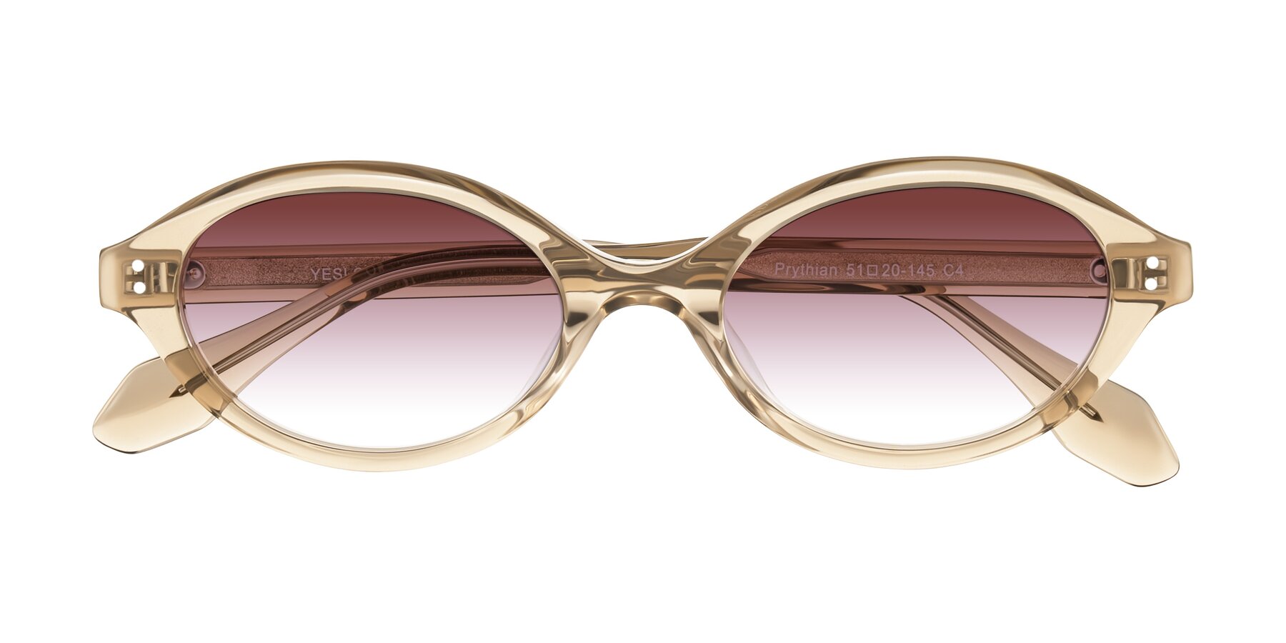 Folded Front of Prythian in Transparent Brown with Garnet Gradient Lenses