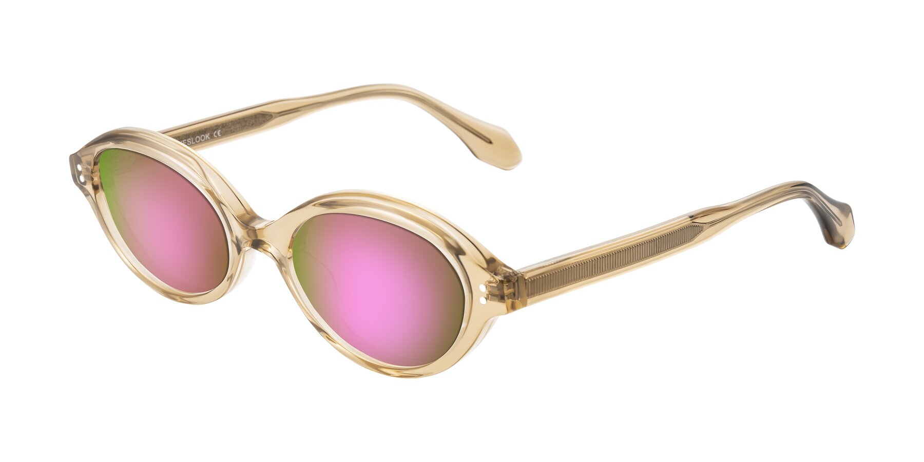 Angle of Prythian in Transparent Brown with Pink Mirrored Lenses