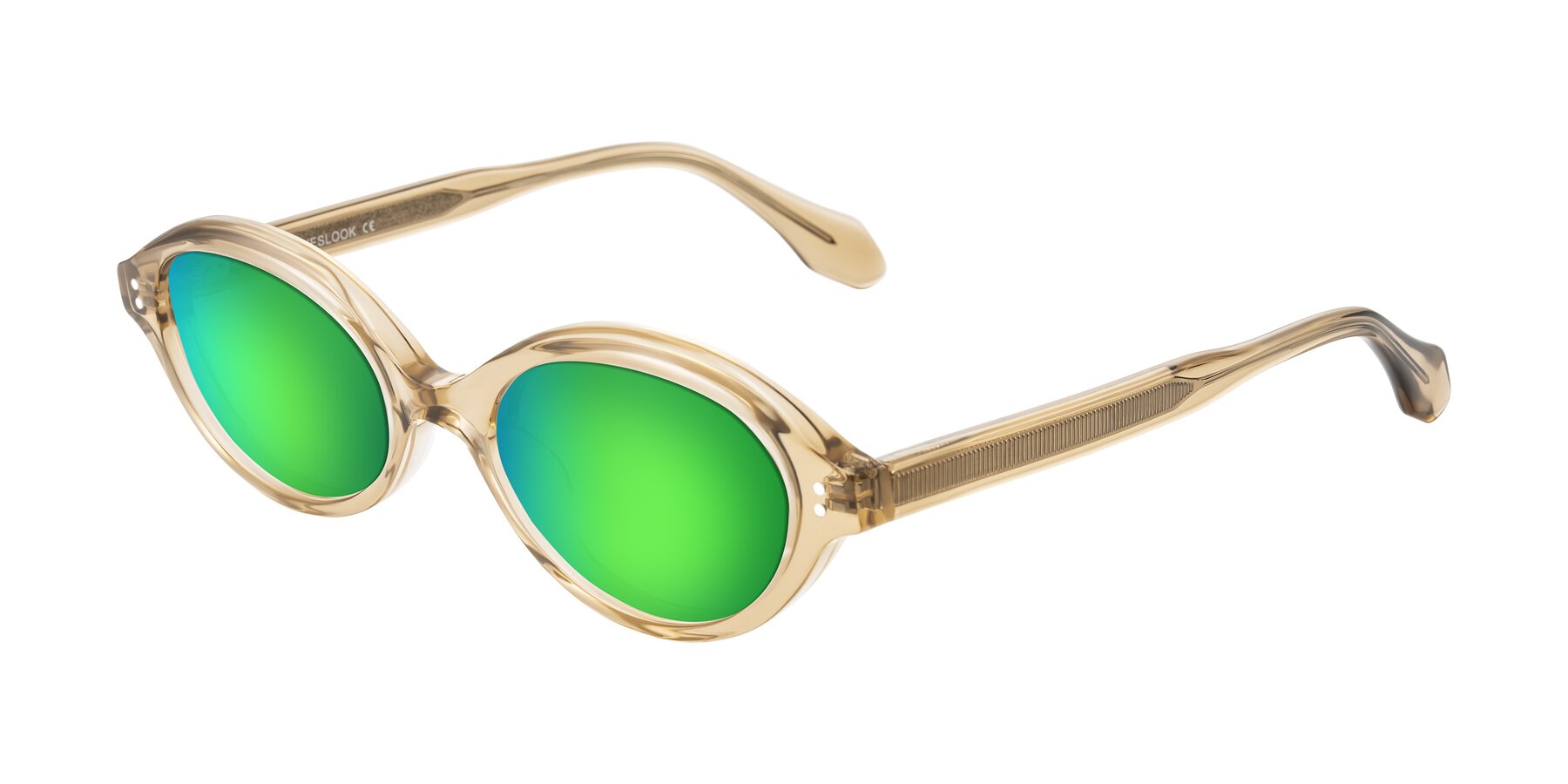 Angle of Prythian in Transparent Brown with Green Mirrored Lenses
